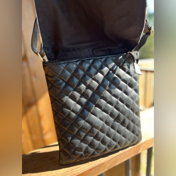 New Genuine Cowhide & Quilted Leather Crossbody Flap Bag Western Festival Black - Picture 15 of 16